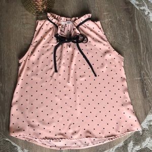 Active USA pink polka dot blouse size small